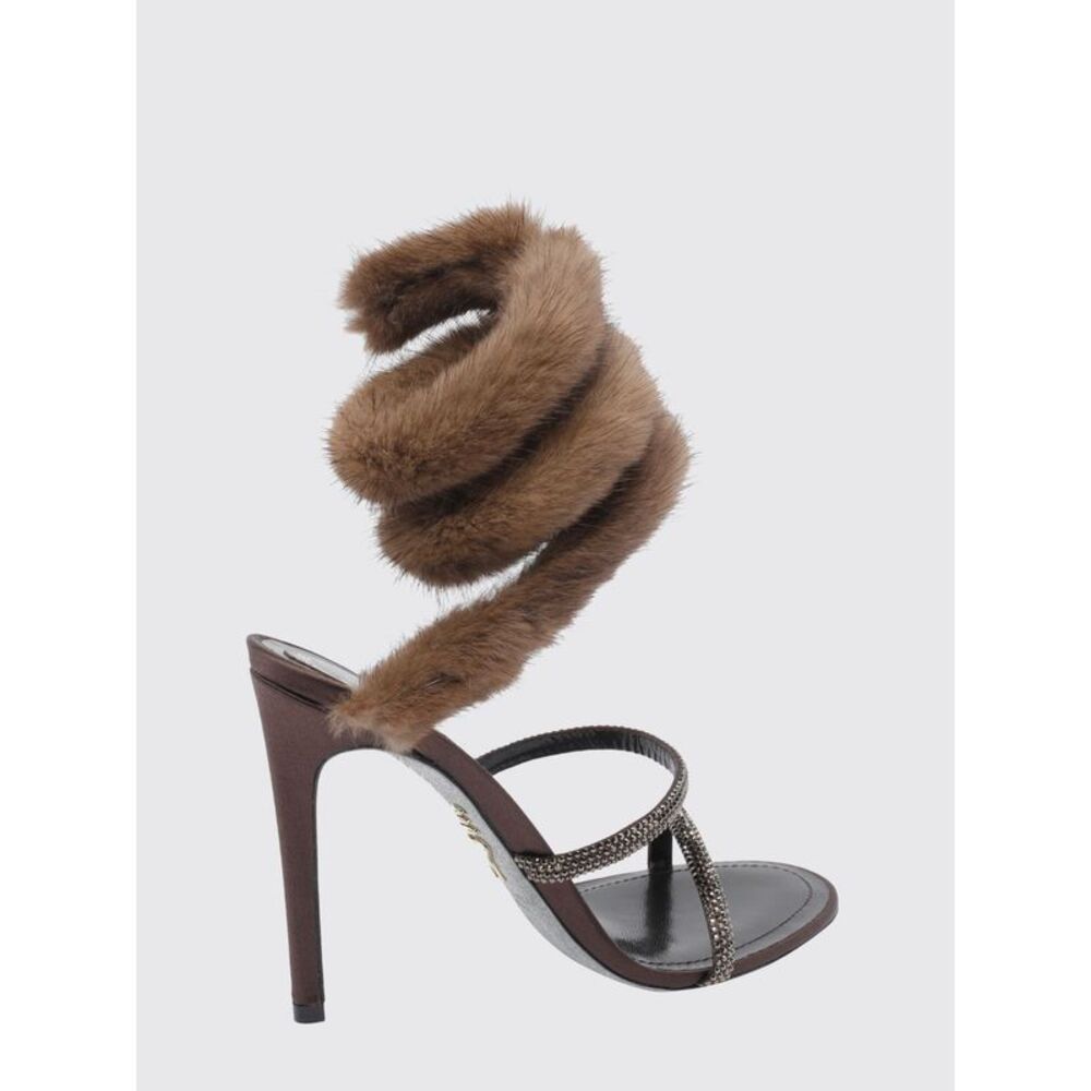 Rene Caovilla Lindsey Satin Sandals With Crystals And Stiletto Heel - Picture 3 of 3